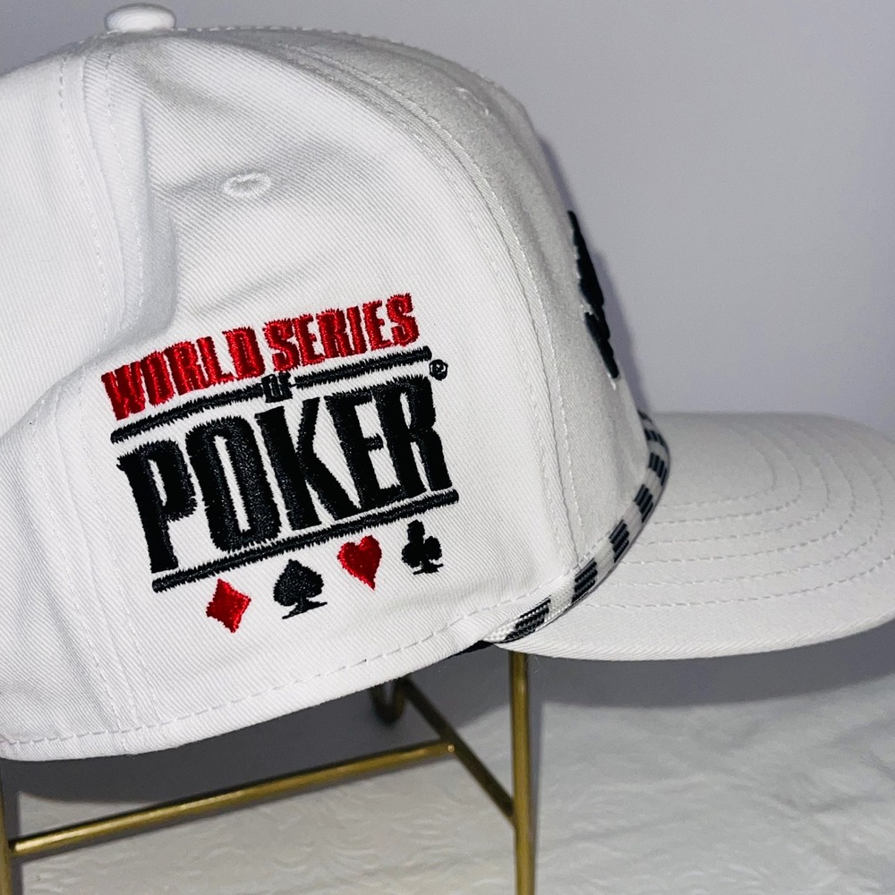 Black Clover Mens WSOP World Series of Poker Hat OS White Live Lucky Rope Cap